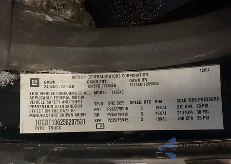 2005 Chevrolet Colorado Ls z USA, uszkodzony, nr VIN 1GCDT136258207531